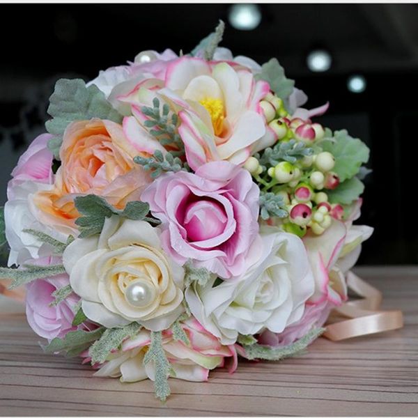 

decorative flowers & wreaths korean style bride holding a bouquet wedding simulation bal l home decoration