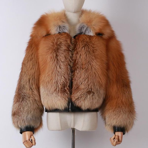 

women's fur & faux real coat women ladies natural jacket, Black