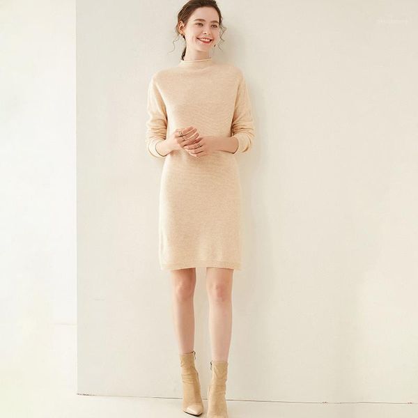 

autumn and winter new fashion cashmere dress women's bottoming shirt1, Black;gray