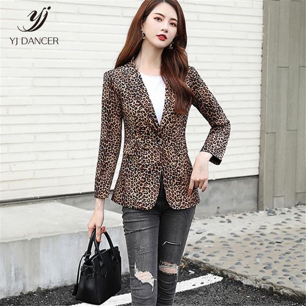 

women's suits & blazers suit jacket female 2021 autumn fashion slim leopard temperament collar one button long sleeve small tide h00922, White;black