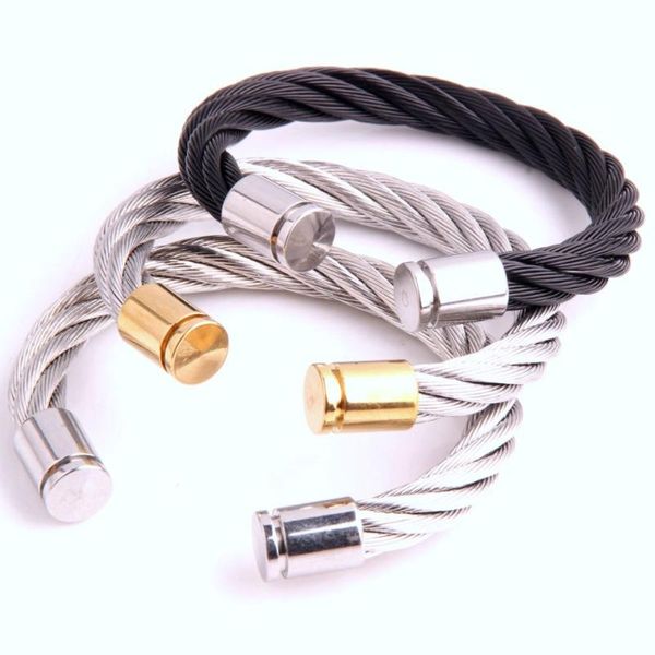 

tisnium twist rope design concept men's bracelet high polished stainless steel personality presents wholesale retail accessory, Black