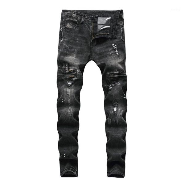 

stretch denim pants solid slim fit jeans men casual biker denim jeans male street hip hop vintage trouser skinny pant1, Blue