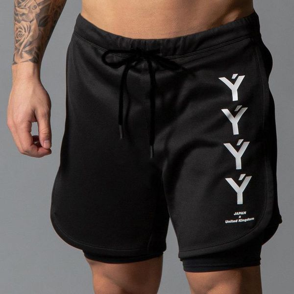 

layer jogger shorts men 2 in 1 short pants gyms fitness lyft pocket bermuda quick dry beach shorts male sweatpants, White;black