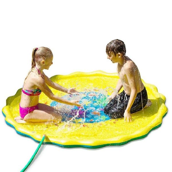 

summer children amusement water playing spraying cool mats bright yellow inflatable toys ocean animal world colorful kids party wmtaeh