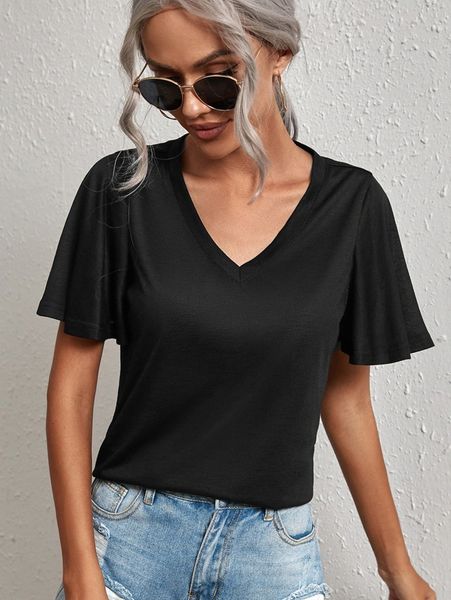 

butterfly sleeve solid tee r8gs#, White