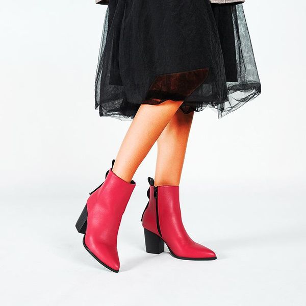 

boots american booties female 2021 high heel and fashion autumn short chunky, Black