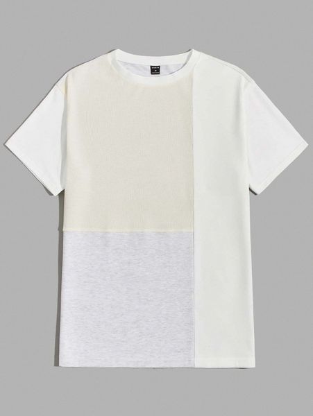 

men colorblock round neck t-shirt o0cz#, White;black