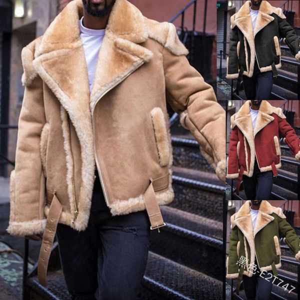 

new men's suede motorcycle jacket in winter, Black