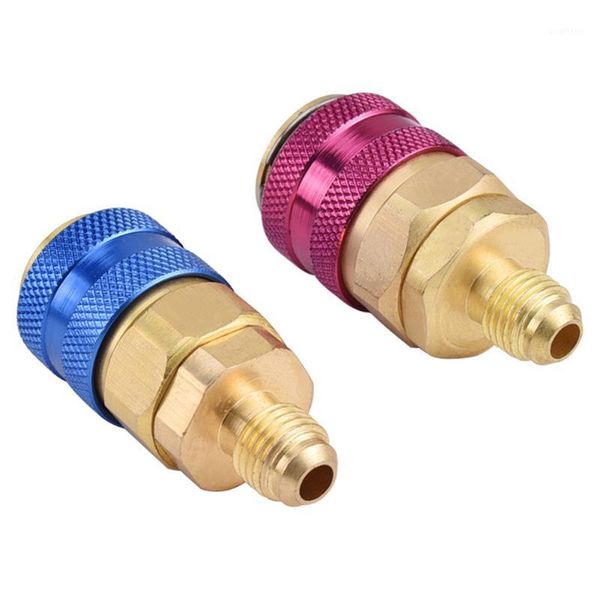 

new 1 pair r134a h/l air conditioning refrigerant quick coupler adapters brass for automobile a/c service1
