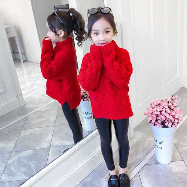 

autumn 2020 new sle girls' turtleneck foreign pullover sweater little girl's t-shirt winter children's wear 0s1j e8h4, Blue