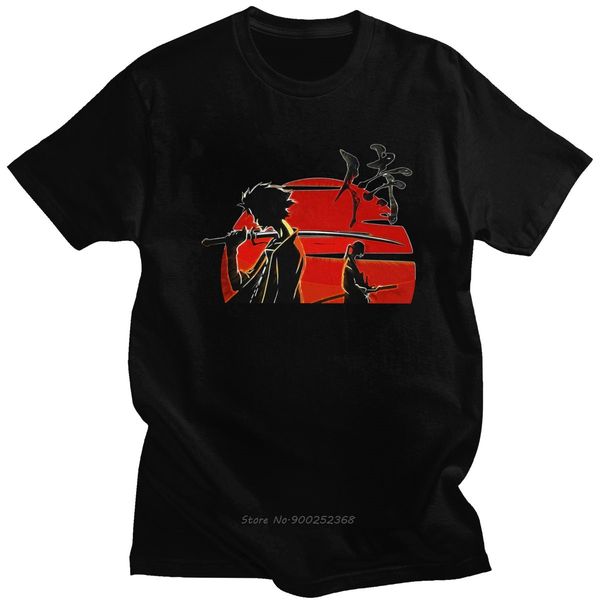 

trendy men's samurai champloo short sleeves pure cotton s streetwear mugen jin anime manga gift hoodie designers t shirts sweatshirt