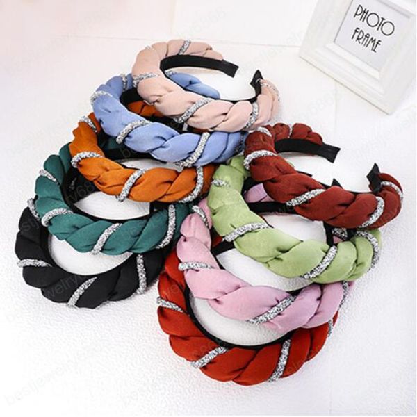 

korean style elegant headband cross-wound hairbands bezel turban women girls hair accessories hair hoop headdress headwear, Silver