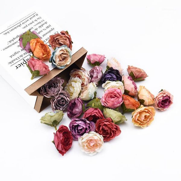 

100pcs silk roses head wedding bridal accessories clearance christmas decor for home scrapbook diy gifts box artificial flowers1