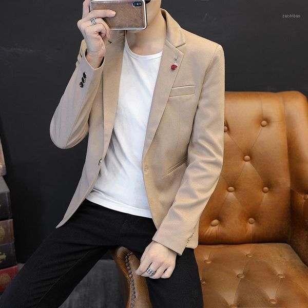 

hoo 2020 men's cultivate one's morality leisure small suit young fashion handsome suit age season leisure1, White;black