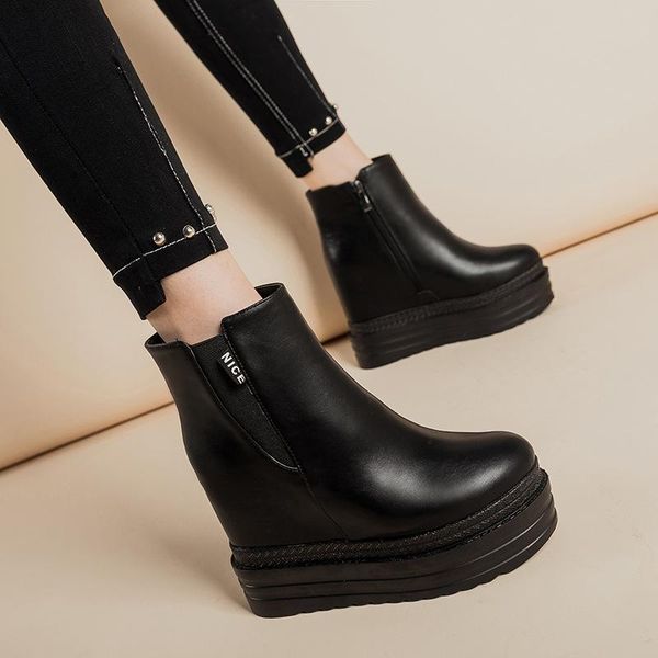 

boots 2021 brand autumn winter women wedges super high heels thick platform girls ankle boot sd002, Black