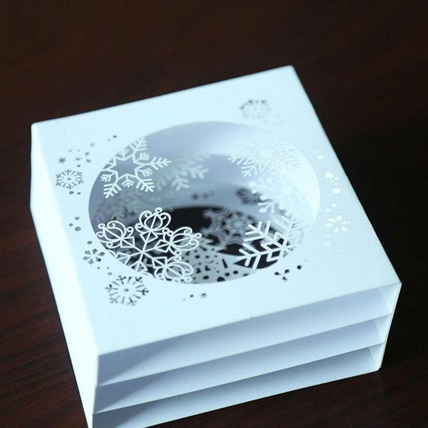 

new3d paper merry wyse christmas card laser snowflake craft up gift box for festival greeting cards happy new ya 7