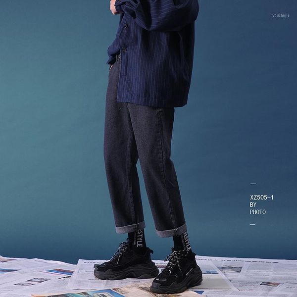 

2021 men's fashion classic style denim casual straight pants stretch loose blue/black jeans brand high-quality trousers -2xl1