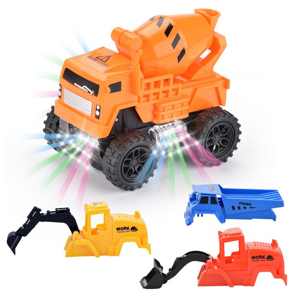 

2020 style children's toy engineering shell changing combination car electric toys universal lighting music engineering car gift boys