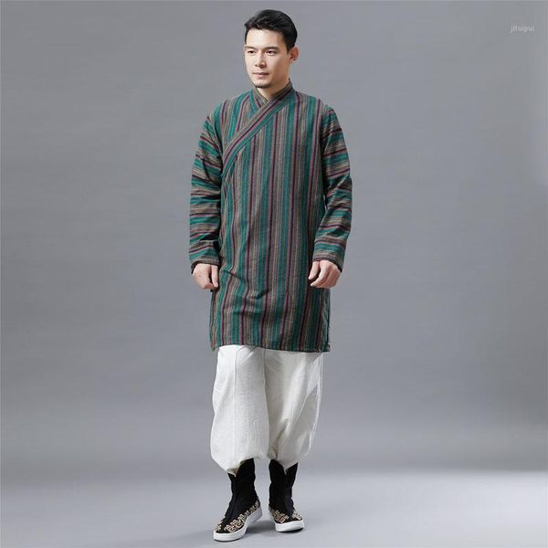 

men chinese style cotton linen striped long sleeve casual shirts male retro china kungfu tang shirts1, White;black