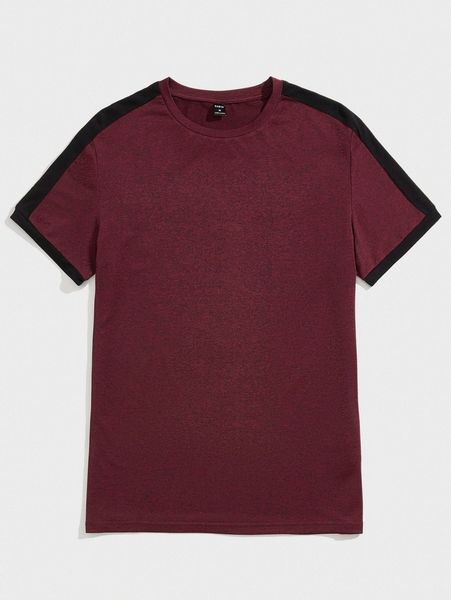 

men colorblock marled knit tee m0gm#, White;black