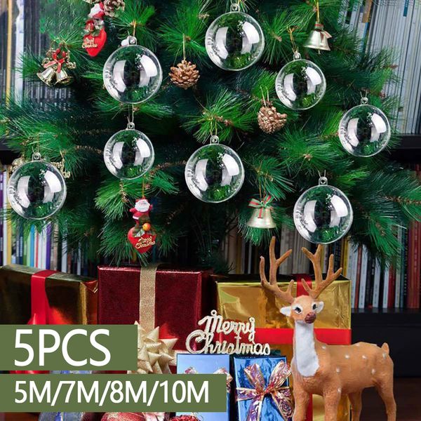 

newtransparent christmas 10/8/7/5cm ornaments navidad decoration 5pcs plastic clear bauble xmas ball ornament gift present box