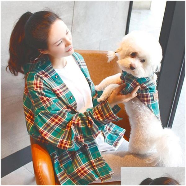 

cotton chihuahua summer breathable plaid shirt owner-puppy matching clothes pet dog clothes for small dogs pets clothing xs-xxl d7kkh