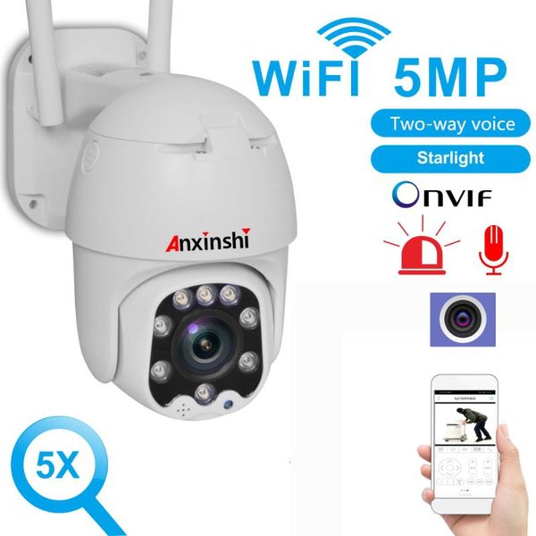 

5mp 1080p wifi ptz ip-камера двусторонний голосовой вызов видеонаблюдения ик камера открытый обнаружения беспроводной движения аудиотревога