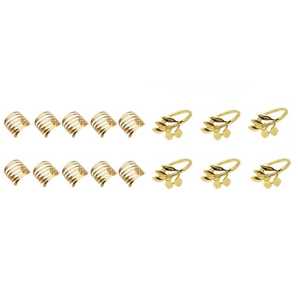

16 pcs napkin holder christmas wedding gold napkin circle banquet dinner table decoration 10pcs metal & 6pcs fall leaves