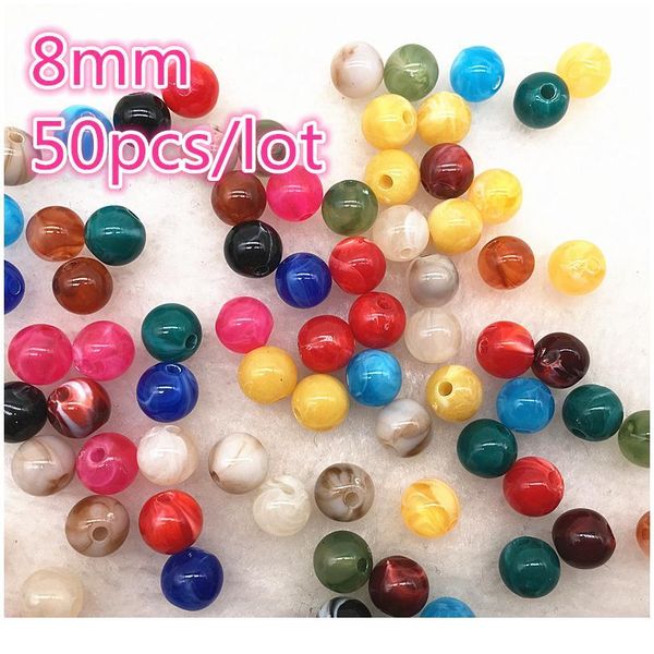 

50pcs/lot 8mm imitation natural stone round acrylic beads spacer loose beads for jewelry making 50pcs jllfri, Crystal