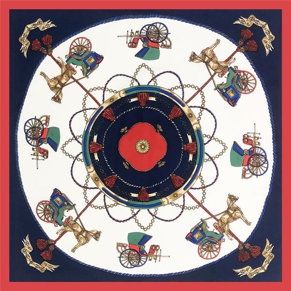 

pobing silk scarf women tassel carriage print silk foulards female neckerchief small bandana square scarves lady accessories t200429, Blue;gray