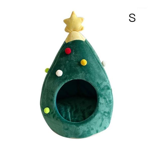 

pet dog cat bed kennel puppy cave warm sleeping nest christmas tree shape winter warm bed cage new year decorations1