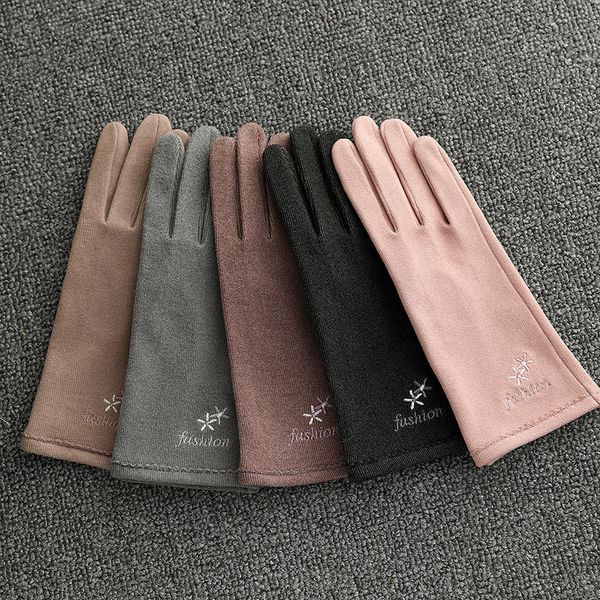 

2020 new women winter black warm touch screen gloves female fashion simple cotton outdoor cycling glove, Blue;gray