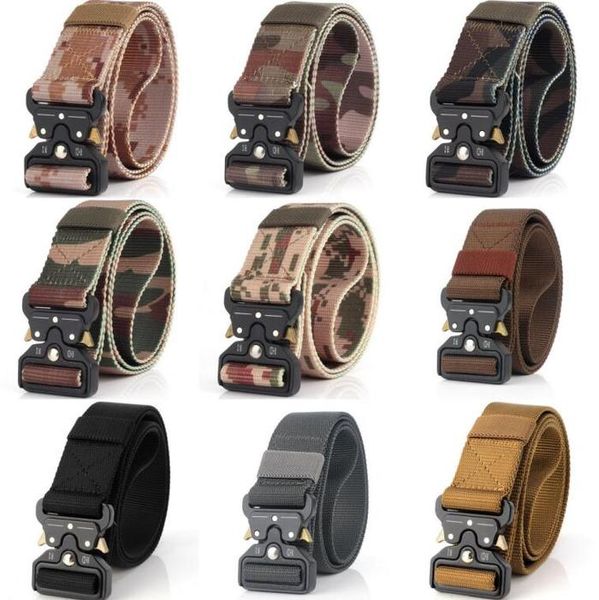 

3.8cm men alloy buckle canvas nylon outdoor sports tactical military training quick release nylon mens womens rigger's webbed belt, Black;brown