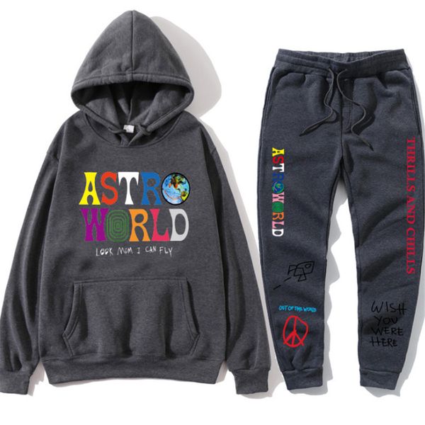 

2020 fashion street style new printed letters painted pencil drawing pattern hoodie sweatpants men's hooded sweatshirts suits size s-3x, Gray