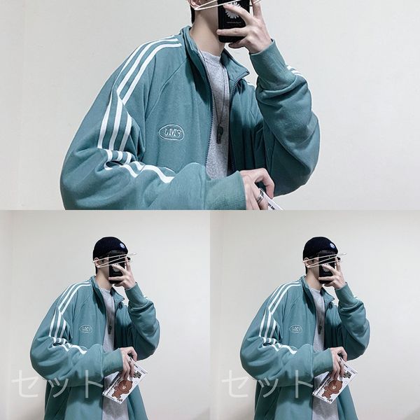 

2020 spring and autumn lovers round neck sports sweater korean version loose ins trend pullover pullover pulloversweatshirt pulloverstriped, Black