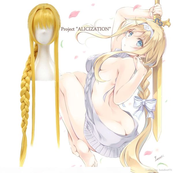 

gt;&gt;&gt;sword art cosplay gold yellow braided wig, Black;brown