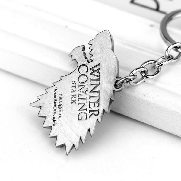 

hit game of thr0nes wolf head keychain 3 color alloy the song of and fire car pendant accessories 3d wolf head keyring gift1, Silver