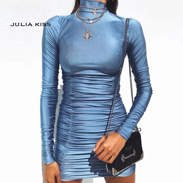 

women high neck ruched mini dress ruched long sleeve mini dress, Black