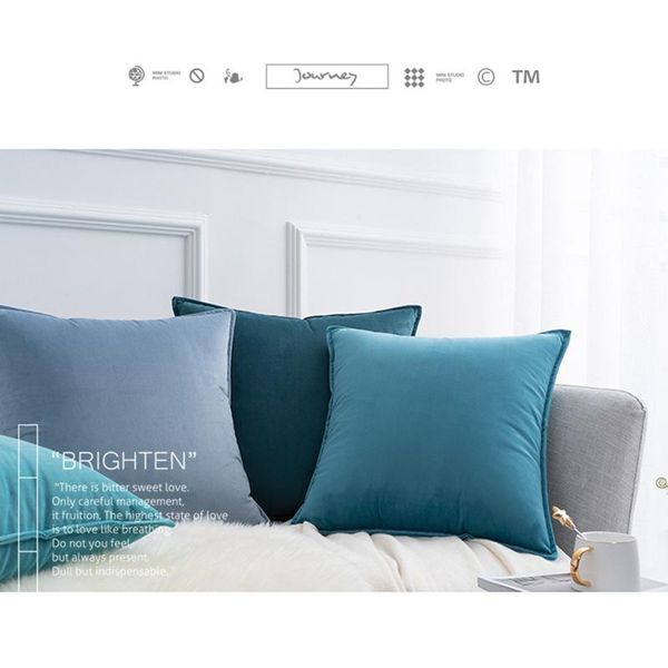 

soft velvet cushion cover decorative pillows solid color modern simple throw pillow case home decor living room sofa seat coffee