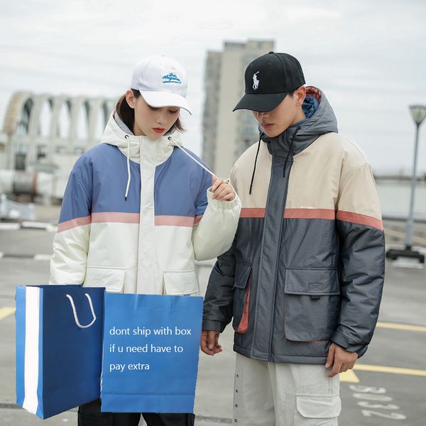 

parkas women autumn down jackets couple outerwear womens streetwear coats pocket zipper jackets letter pattern mens, Black;brown