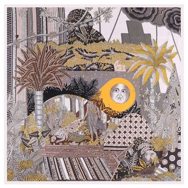 

luxury designer midsummer night's dream sun twill silk women's scarf new fashion square scarves shawl neck wear accessory 130cm y2, Blue;gray