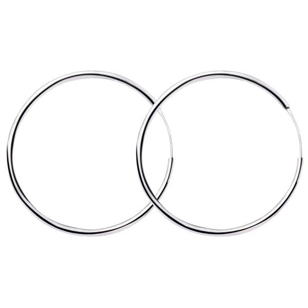 

hoop & huggie 2 sizes simple style metallic piercing silver plated earrings for women 4 cm 5.4, Golden;silver