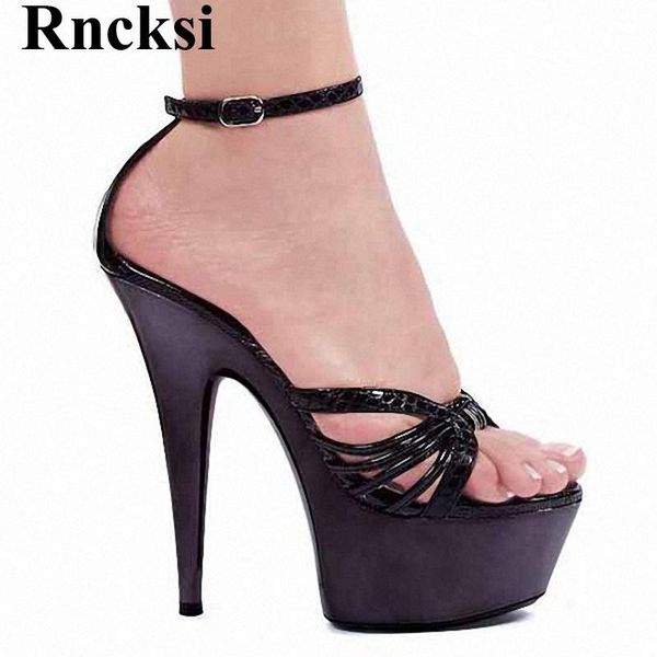 

rncksi new women shoes 15cm high heel pole dance platforms star model sandals night club party wedding dress sandals, Black
