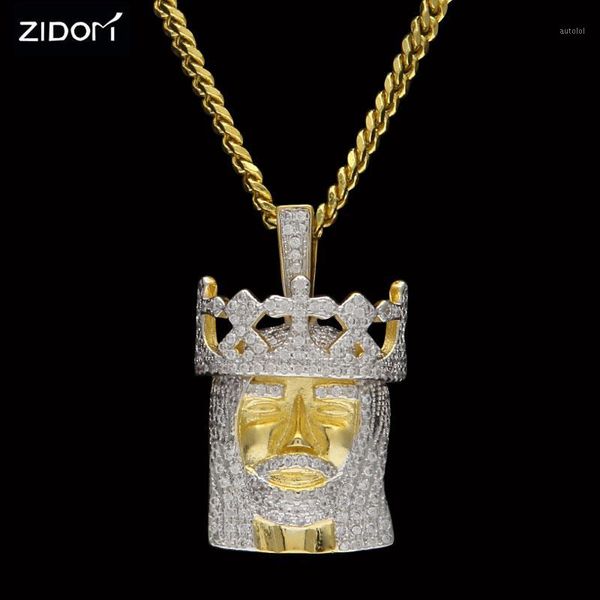 

stainless steel gold silver color bling bling crown jesus pendant neckalces 60cm long link chain fashion necklace men jewelry1