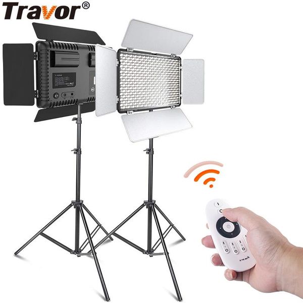 

flash heads travor video light 600s pography 2 set panel wiht tripod dimmble 2.4g remote control for studio po led