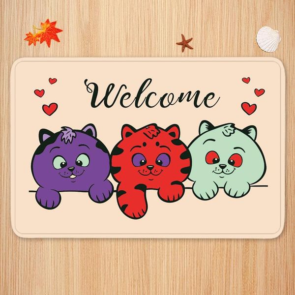 

welcome to the new door mats, non-slip, water-absorbent and ash-washable mats, flannel printed soft and comfortable mats