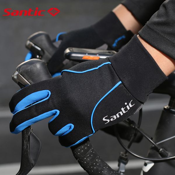 

santic cycling windproof touchscreen bike bicycle motorcycle gel pads for women and men winter mtb sports gloves, Blue;gray