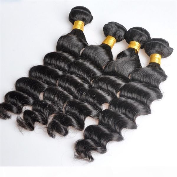 

indian virgin human hair loose deep wave unprocessed remy hair weaves double wefts 100g bundle 1bundle lot can be dyed bleached, Black