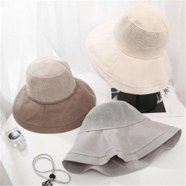 

wide brim hats 2021 fashionable lady foldable outdoor gauze sun hat korean version of wild breathable sunscreen fisherman, Blue;gray