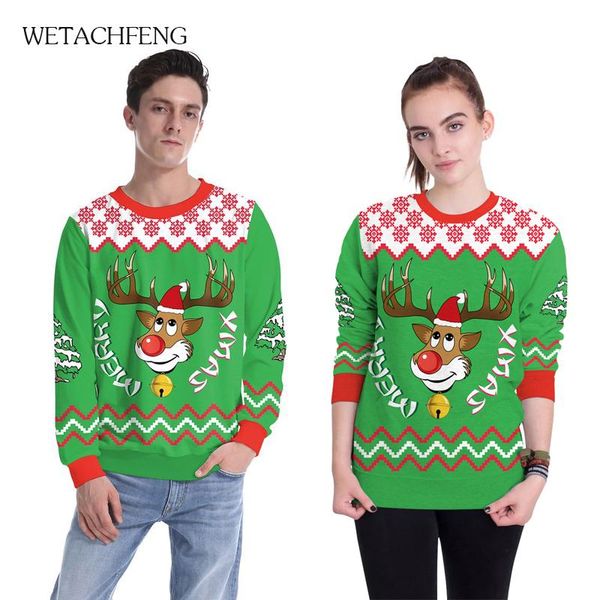 

men's sweaters fashion christmas snowflower elk 3d printed ugly pullover sweater man women jumpers festival xmas sweatshirts, White;black